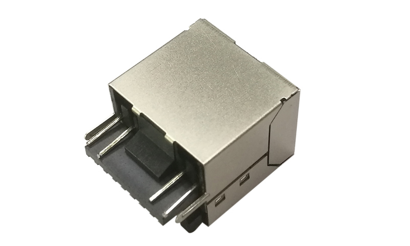 可焊式机器自动焊方形屏蔽带LED灯RJ45连接器