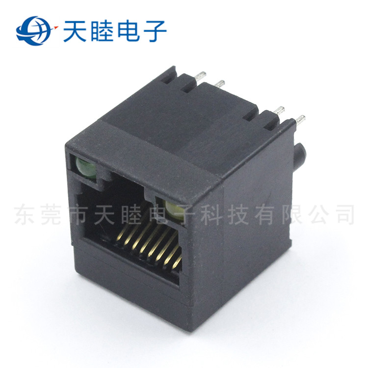 180度直立式全塑8P8C RJ45网路母座高清图 180度直立式全塑8P8C RJ45网路母座高清图