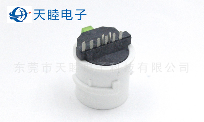 户外带灯RJ45连接器 8P6C防水母座 正负极集成