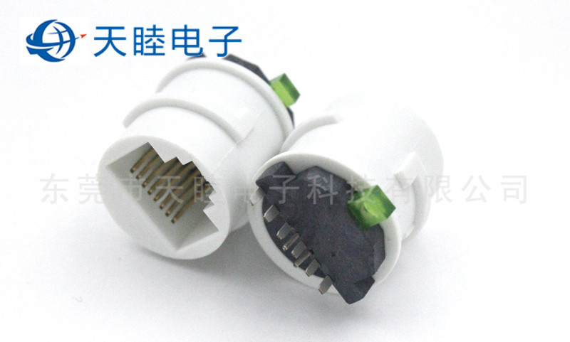 户外带灯RJ45连接器 8P6C防水母座 正负极集成