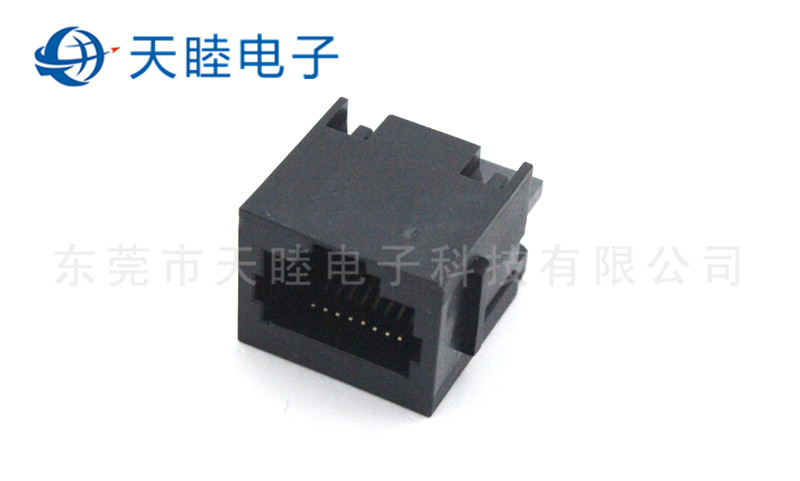 8P8C全塑180度直立式带边RJ45连接器