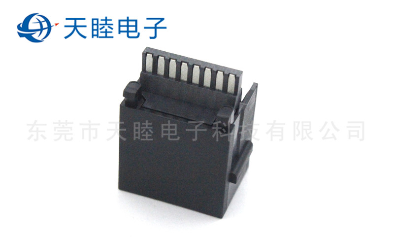 8P8C全塑180度直立式带边RJ45连接器