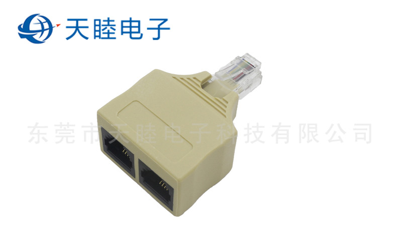 RJ11 6P4C一公转两母全塑连接器