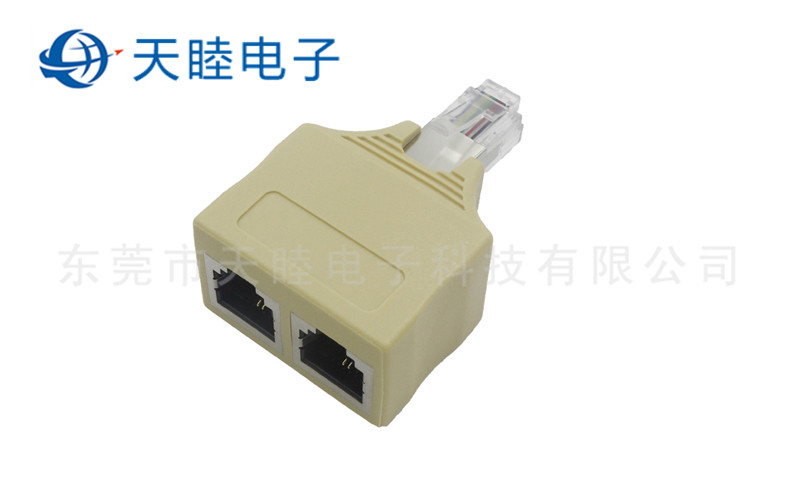 RJ11 6P2C一公转两母IV色带屏蔽连接器