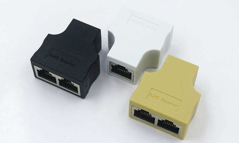 白色8PIN RJ458P8C 网络三通头耦合器