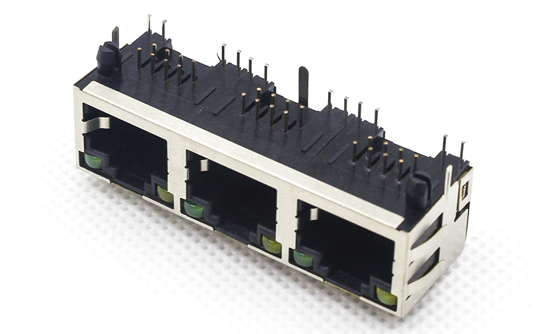 RJ45网络接口插座 8P8C带弹片LED网络母座