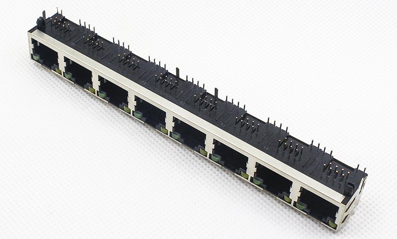 8口RJ45网络母座 90度1X8网络连接器