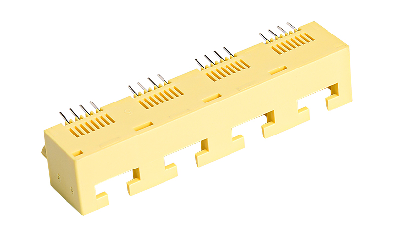 1X4四口黄色无灯8芯8P8C网络RJ45连接器