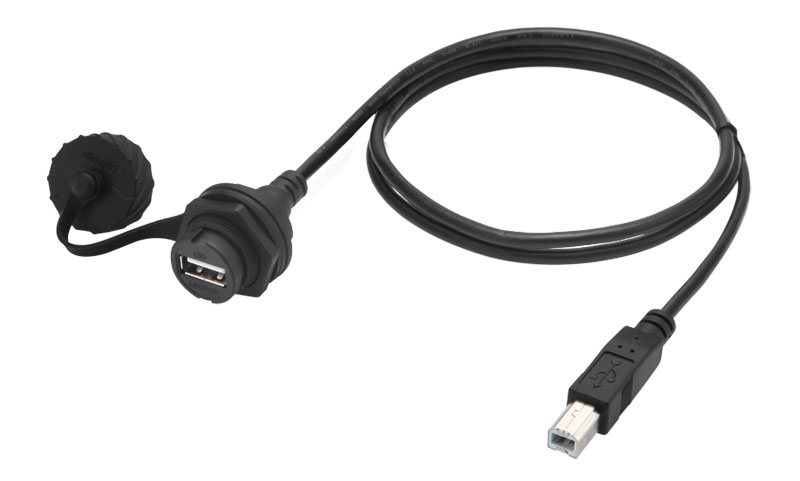 USB-B公转USB-A公2.0 带防尘盖 防水带硅胶圈转接线延长线